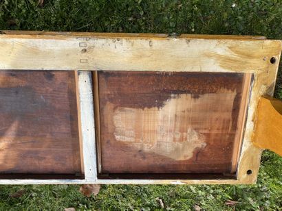 Desk in ochre patinated wood, rechampi and...
