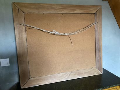 Mirror with natural wood frame, carved with...