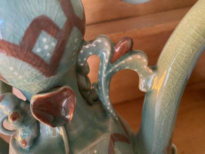 Lot of celadon green cracked porcelain including:...