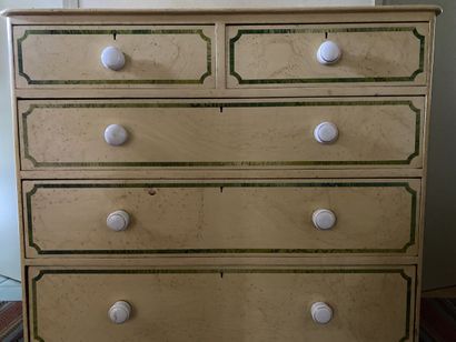 Chest of drawers in yellow patinated wood...