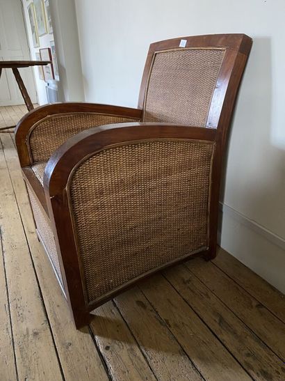 Wooden armchair, entirely furnished with...