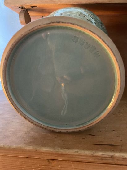 Set of 3 vases: two in celadon green porcelain...