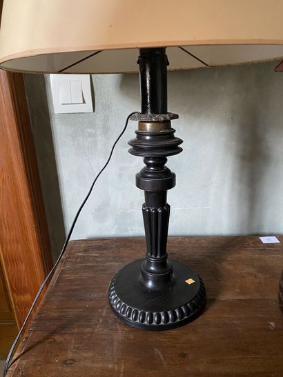 Lot of three lamp bases, one in composition...