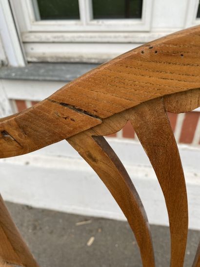 Natural wood commode chair. Straw seat. 19th...