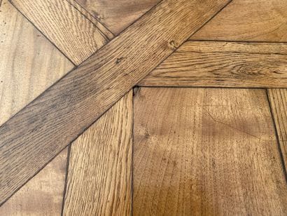 Oak coffee table, old parquet element forming...