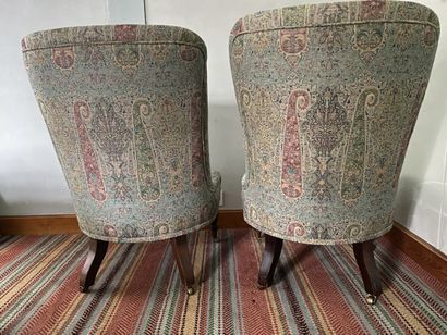 Pair of armchairs. Light blue upholstery...