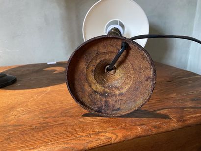 Pair of metal bulbous lamp bases. 20th century....