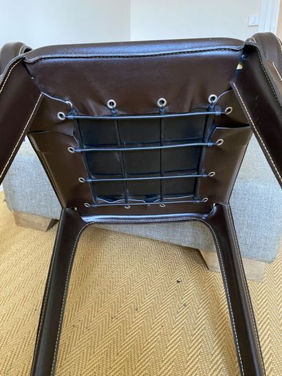FLAMANT 
Office armchair covered with brown...