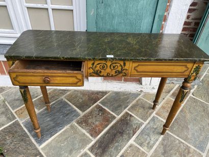 Rectangular console in ochre patinated wood,...