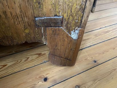 Pitchwood pedestal desk, opens with a drawer...
