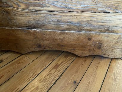 Pitchwood pedestal desk, opens with a drawer...