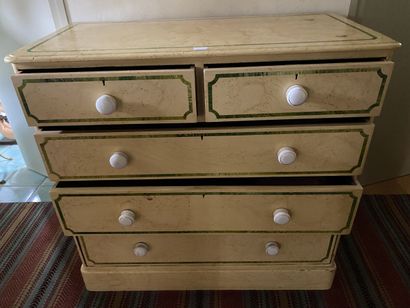 Chest of drawers in yellow patinated wood...