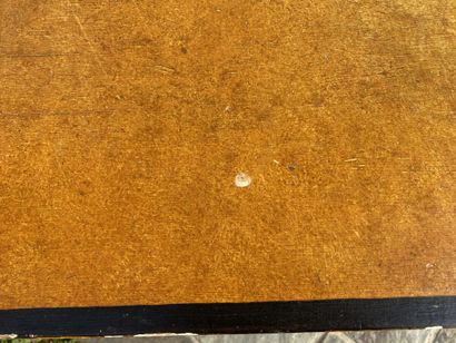 Desk in ochre patinated wood, rechampi and...