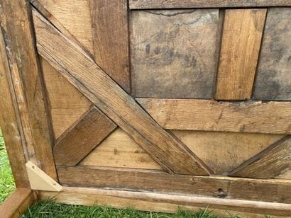 Oak coffee table, old parquet element forming...