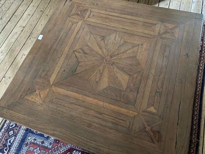 Coffee table in stained wood, top inlaid...
