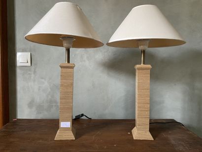 Pair of lamp feet in light wood. 20th century
Ht...