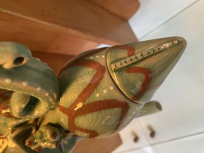 Lot of celadon green cracked porcelain including:...