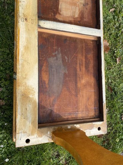 Desk in ochre patinated wood, rechampi and...
