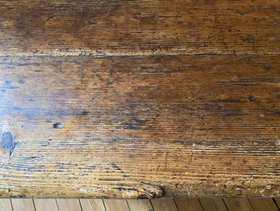 Pitchwood pedestal desk, opens with a drawer...