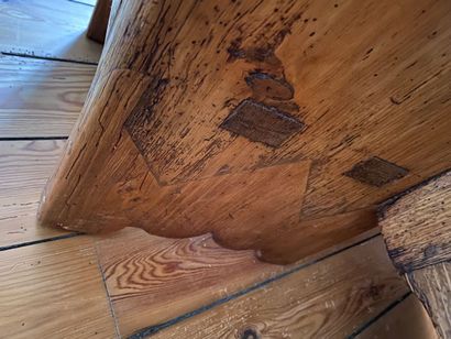 Pitchwood pedestal desk, opens with a drawer...