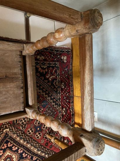 Writing table in natural wood, turned legs...