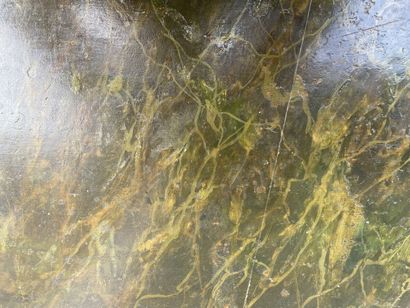 Rectangular console in ochre patinated wood,...