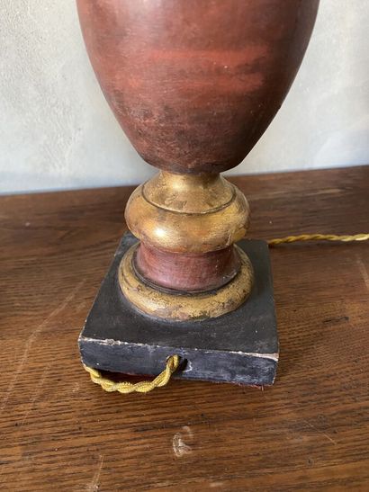Pair of lacquered and gilded wood lamp bases...