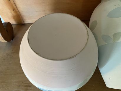 Set of 3 painted terracotta vases, two with...