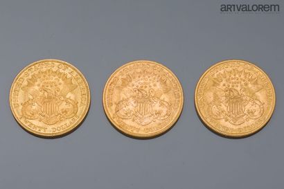 UNITED STATES
Three 20-dollar liberty gold...
