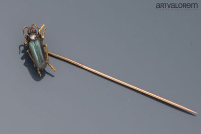 Scarab tie pin in 750°/°° yellow gold, the...