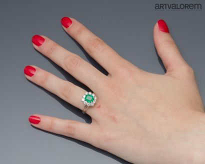 Ring in 750°/°° white gold, centered on an...