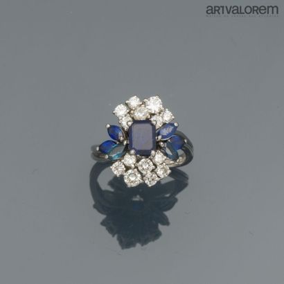 Ring in 750°/°° white gold, centered on an...