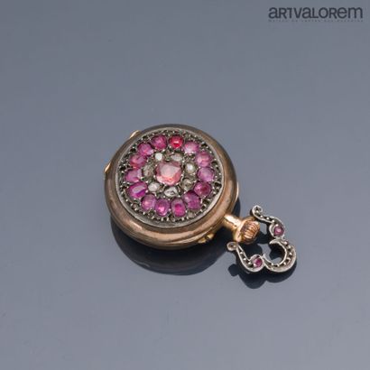 Gold and silver collar watch, the case adorned...
