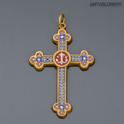 Orthodox cross in yellow gold 750 °/°° decorated...