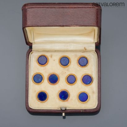 Set of ten shirt buttons in yellow gold 750°/°°...