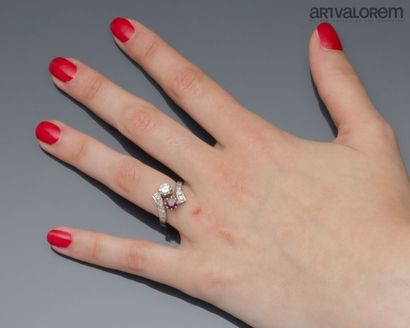 Toi et Moi ring in white gold 750°/°° set...
