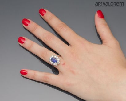 Ring in 750°/°° white gold set with a faceted...