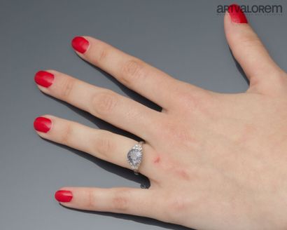 Ring in 750°/°° white gold, centered on a...