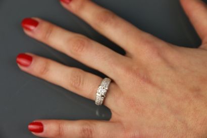 Wedding band ring in 750°/°° white gold,...