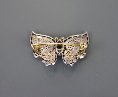 Butterfly brooch in yellow and white gold...