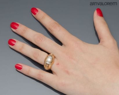 Ring in yellow gold 750°/°° and platinum,...
