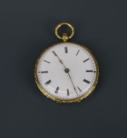 Yellow gold 750°/°° collar watch, the bezel...