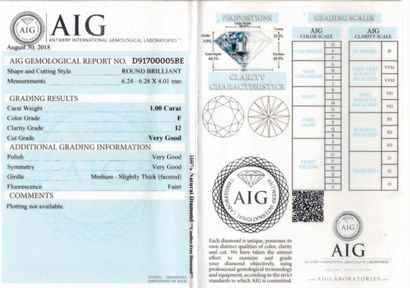 Sealed diamond with its AIG certificate dated...