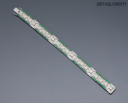 Rectangular link bracelet in 750°/°° white...
