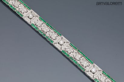 Rectangular link bracelet in 750°/°° white...