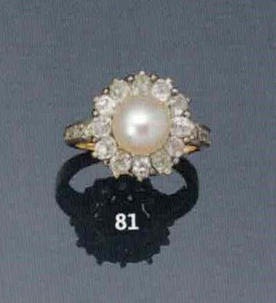 Yellow gold 750°/°° and silver ring centered...