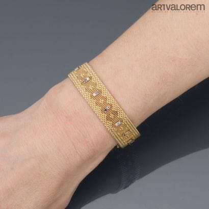 Ribbon bracelet in yellow gold 750°/°° with...