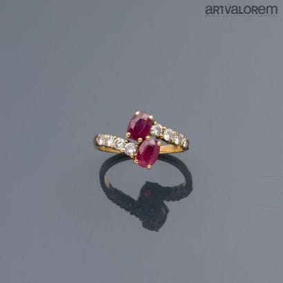 Toi et Moi ring in yellow gold 750°/°° set...