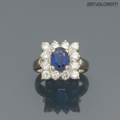 Ring in 750°/°° white gold, centered on an...
