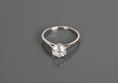 Solitaire ring in 750°/°° white gold set...